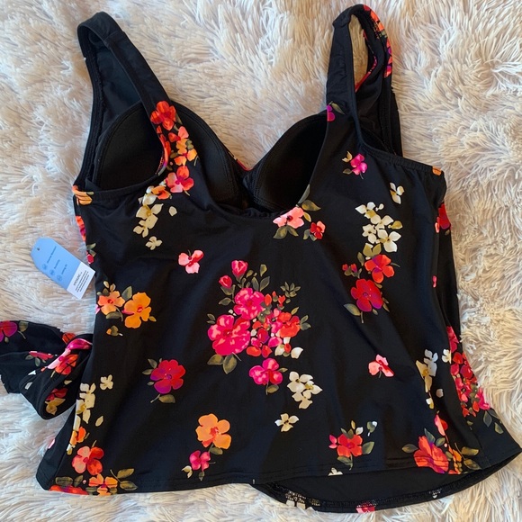 Lands End Black and Floral Tankini Top - Picture 9 of 16